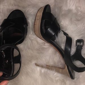 NEW — black strappy heels by COACH